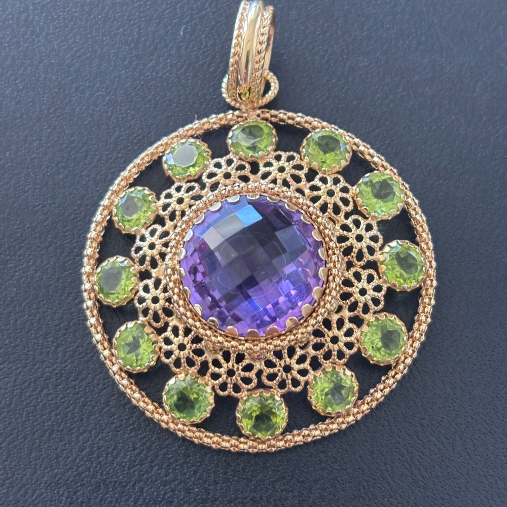 18K Yellow Gold Pendant w/Amethyst & Peridot SOLD!